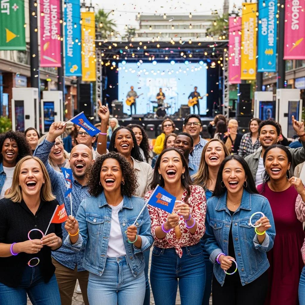 Audience enjoying a brand experience with a custom jingle, showcasing emotional impact