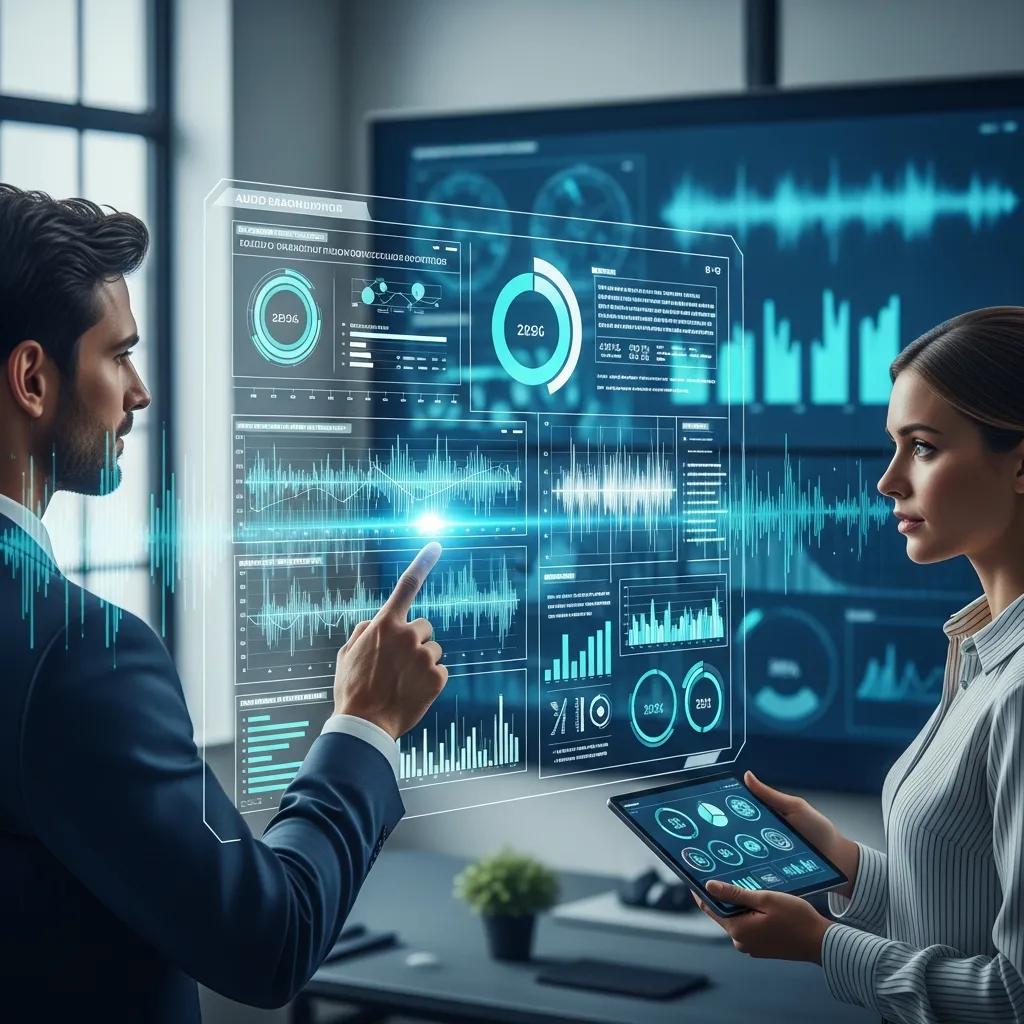 Team reviewing analytics to evaluate the impact of audio branding